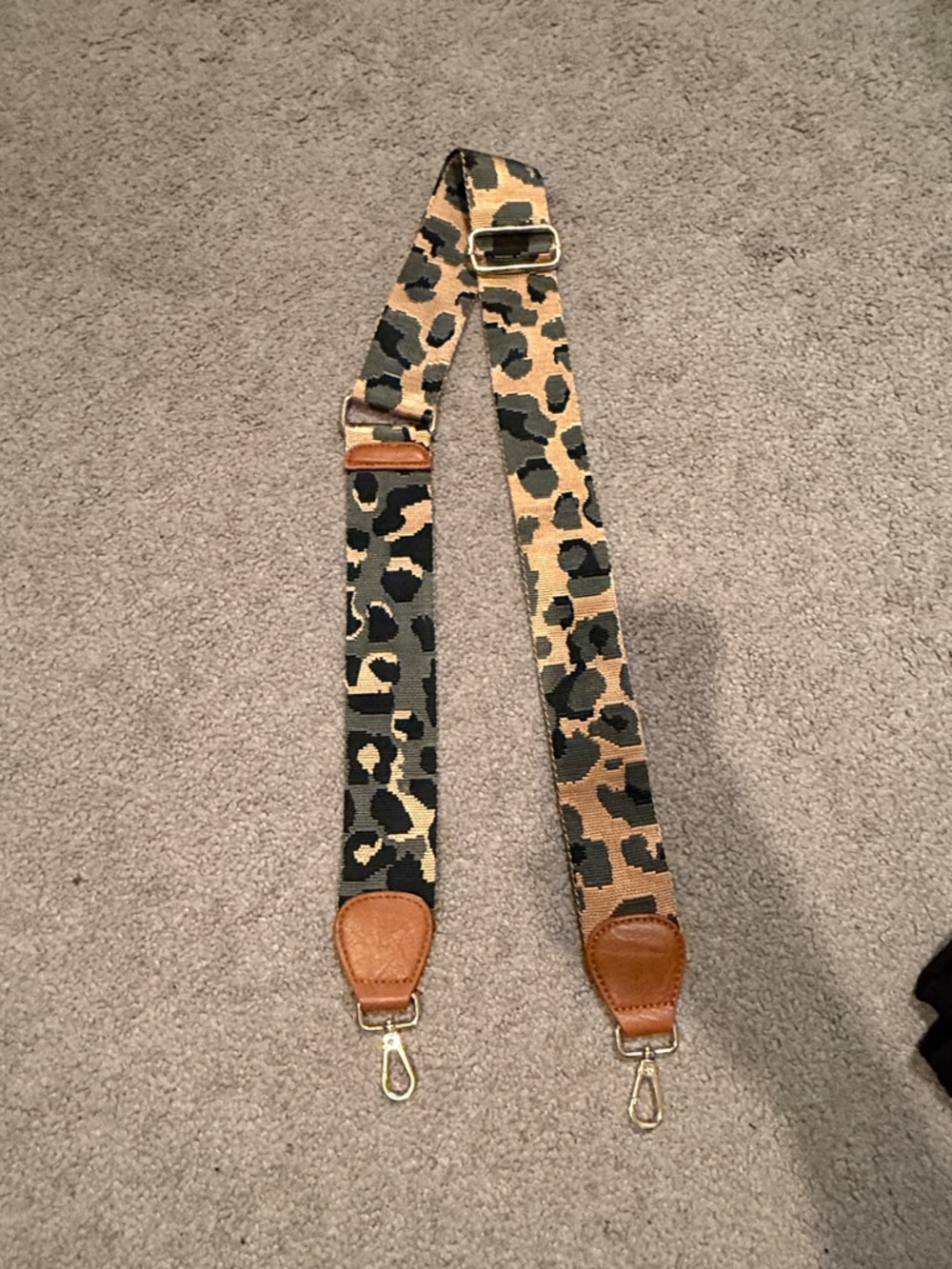 Amazon Leopard Print Adjustable Bag Strap in Tan, Black